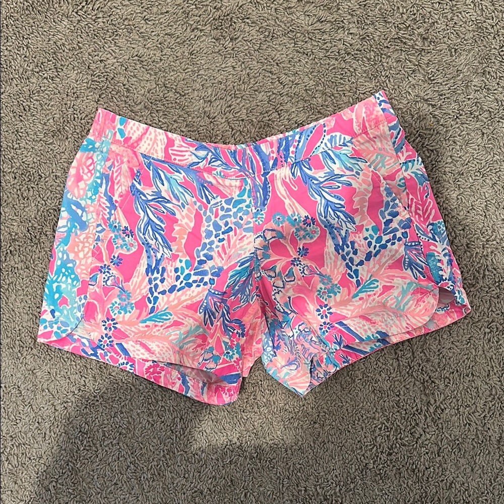 Lilly Pulitzer Pink and Blue Athletic Shorts Vibrant Design